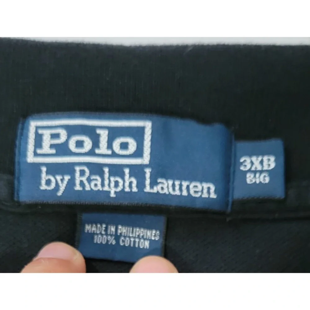 Polo Ralph Lauren Mens 3XB Black Short Sleeve Polo Shirt Purple Pony Big Tall